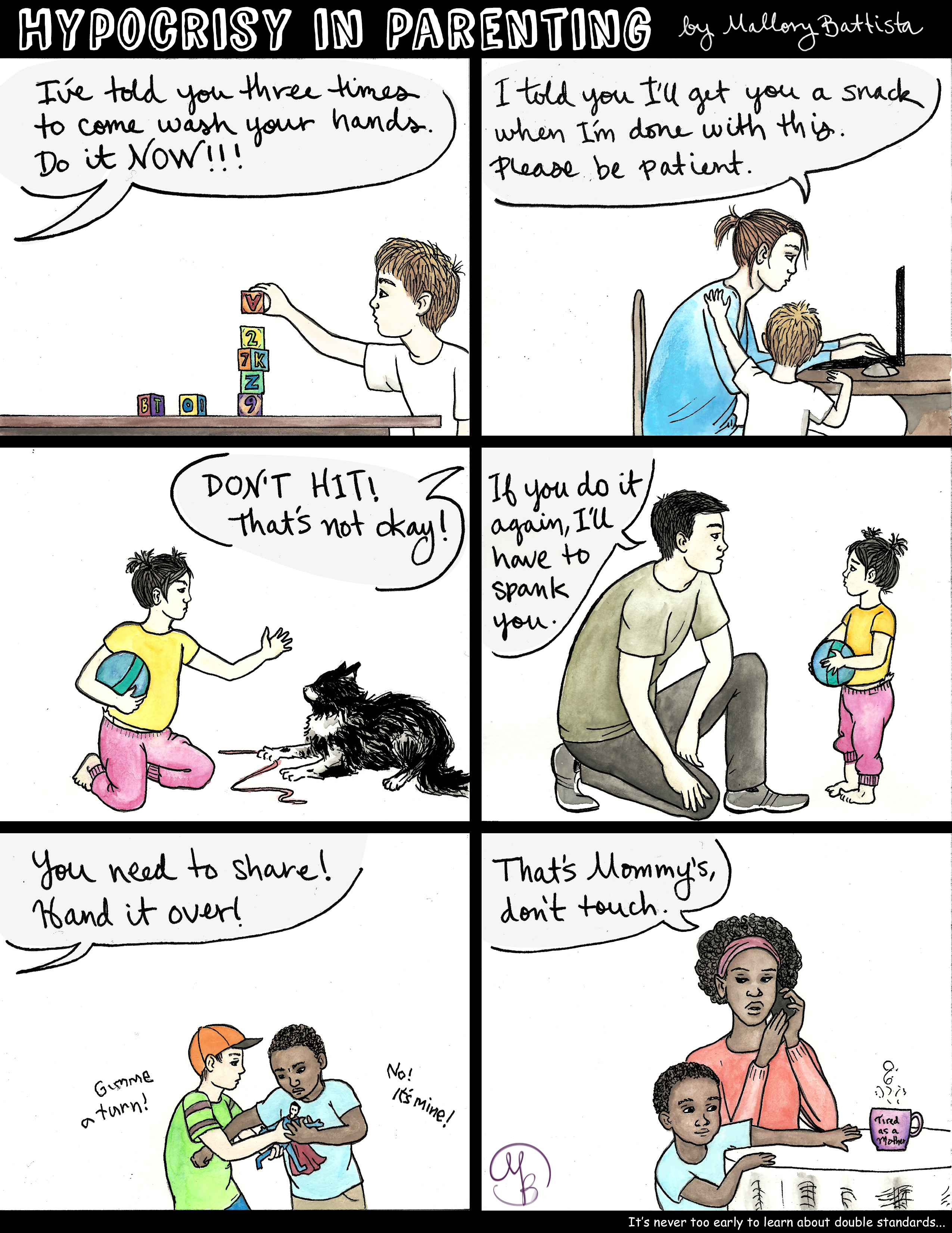 Hypocrisy in Parenting Comic - by Mallory Battista